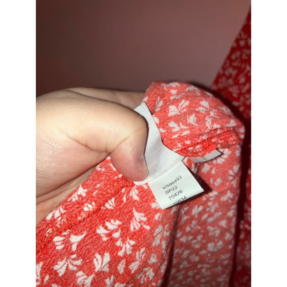 🛑 LAST CHANCE! Loft red with white dainty floral wrap dress size small - Picture 5 of 6